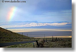 america, clouds, desert, fences, great basin natl park, high desert, horizontal, nevada, north america, rainbow, sky, united states, western usa, photograph