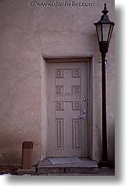 america, architectures, desert southwest, doors, indian country, lamps, new mexico, north america, santa fe, southwest, united states, vertical, western usa, photograph