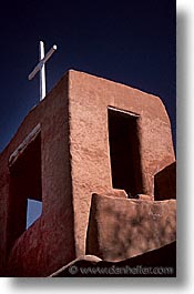 america, churches, desert southwest, indian country, new mexico, north america, santa fe, southwest, towers, united states, vertical, western usa, photograph