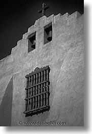 america, black and white, churches, desert southwest, indian country, new mexico, north america, santa fe, southwest, united states, vertical, western usa, windows, photograph