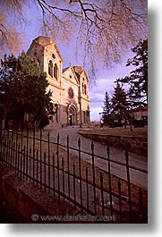 america, churches, desert southwest, francis, indian country, new mexico, north america, santa fe, southwest, united states, vertical, western usa, photograph