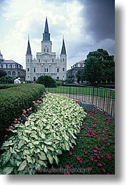 america, buildings, flowers, new orleans, north america, united states, vertical, photograph