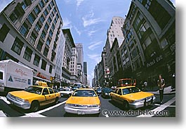 america, avenue, fifth, horizontal, new york, new york city, north america, streets, taxis, threes, united states, photograph