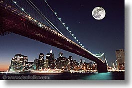 america, bridge, brooklyn, brooklyn bridge, horizontal, moon, new york, new york city, north america, united states, photograph