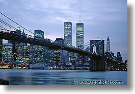 america, bridge, brooklyn bridge, cities, horizontal, new york, new york city, nite, north america, united states, photograph