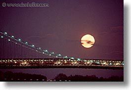 america, bridge, horizontal, manhattan, moon, new york, new york city, nite, north america, united states, photograph