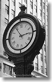 america, black and white, clocks, new york, new york city, north america, streets, united states, vertical, photograph