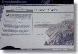 america, castles, crater lake, geology, horizontal, north america, oregon, pumice, pumice castle, signs, united states, photograph