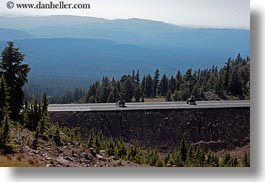 america, crater lake, horizontal, landscapes, motorcycles, north america, oregon, united states, photograph