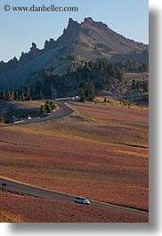 america, crater lake, landscapes, mountains, north america, oregon, roads, united states, vertical, photograph