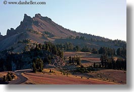 america, crater lake, horizontal, landscapes, mountains, north america, oregon, roads, united states, photograph