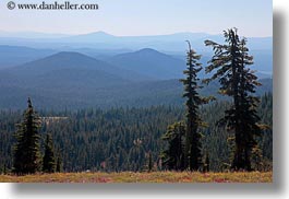 america, crater lake, horizontal, landscapes, mountains, north america, oregon, trees, united states, photograph