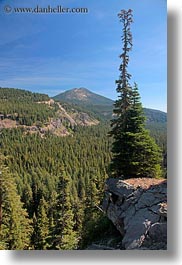 america, crater lake, landscapes, mountains, north america, oregon, trees, united states, vertical, photograph