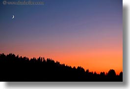 america, crater lake, horizontal, moon, nite, north america, oregon, over, sunsets, trees, united states, photograph