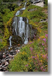 america, crater lake, flowers, north america, oregon, slow exposure, united states, vertical, vidae waterfalls, videa, waterfalls, photograph