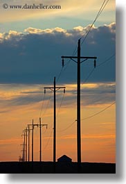 america, clouds, north america, oregon, scenics, sunsets, telephone wires, telephones, united states, vertical, weather, wires, photograph