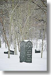 america, glenwood cemetery, graves, gravestones, johns, north america, okeefe, park city, snow, trees, united states, utah, vertical, western usa, photograph