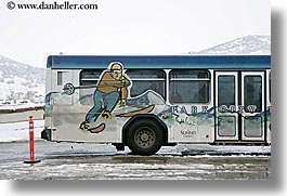 america, bus, horizontal, north america, park city, ski, snow, united states, utah, western usa, photograph