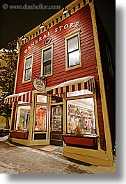 america, buildings, general, nite, north america, park city, snow, stores, united states, utah, vertical, western usa, photograph