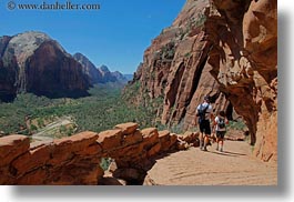 america, angels landing trail, cliffs, hikers, horizontal, mountains, nature, north america, paths, united states, utah, valley, western usa, zion, photograph