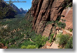 america, angels landing trail, cliffs, hiking, horizontal, mountains, nature, north america, paths, twisting, united states, utah, valley, western usa, zion, photograph