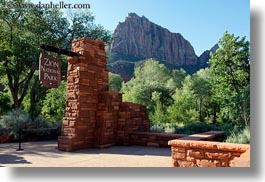america, entrance, horizontal, miscellaneous, north america, signs, united states, utah, western usa, zion, photograph