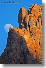 america, moon, mountains, north america, united states, utah, vertical, western usa, zion, photograph