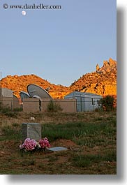 america, graves, mountains, north america, rockville cemetery, sunsets, united states, utah, vertical, western usa, zion, photograph