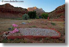 america, graves, horizontal, mountains, north america, rockville cemetery, sunsets, united states, utah, western usa, zion, photograph