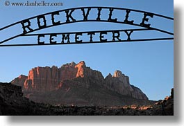 america, cemeteries, horizontal, north america, rockville, rockville cemetery, signs, united states, utah, western usa, zion, photograph