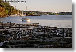 bay, boat, orcas island, logs, washington, united states, photograph