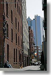 america, bricks, buildings, north america, pacific northwest, seattle, steel, structures, united states, vertical, washington, western usa, photograph