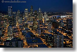 america, buildings, cityscapes, horizontal, nite, north america, pacific northwest, seattle, slow exposure, structures, united states, washington, western usa, photograph