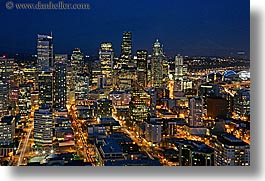 america, buildings, cityscapes, horizontal, long exposure, nite, north america, pacific northwest, seattle, structures, united states, washington, western usa, photograph