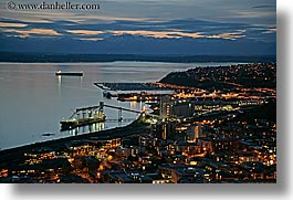 america, buildings, cityscapes, harbor, horizontal, mountains, nature, nite, north america, pacific northwest, seattle, slow exposure, structures, towns, united states, washington, western usa, photograph