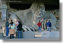 america, arts, fremont, horizontal, materials, north america, pacific northwest, sculptures, seattle, stones, tourists, troll, united states, washington, western usa, photograph