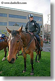 america, horses, north america, pacific northwest, people, policeman, seattle, united states, vertical, washington, western usa, photograph