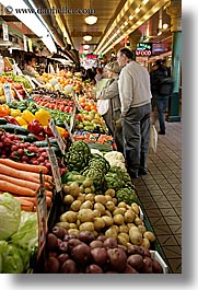 america, north america, pacific northwest, pike place, seattle, slow exposure, stands, united states, vegetables, vertical, washington, western usa, photograph