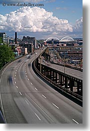 america, clouds, highways, motion blur, nature, north america, pacific northwest, seattle, sky, slow exposure, streets, traffic, transportation, united states, vertical, washington, western usa, photograph
