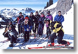 america, groups, horizontal, jackson hole, north america, skiers, snow, united states, winter, wyoming, photograph
