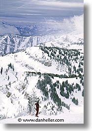 america, jackson hole, north america, skiers, snow, united states, vertical, winter, wyoming, photograph