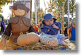 babies, boys, halloween, horizontal, infant, jacks, scarecrow, photograph