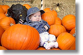 babies, boys, halloween, horizontal, infant, jacks, pumpkins, photograph