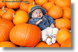 babies, boys, halloween, horizontal, infant, jacks, pumpkins, photograph