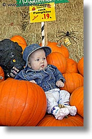 babies, boys, halloween, infant, jacks, pumpkins, vertical, photograph