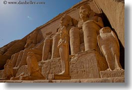 abu simbil, africa, architectural ruins, arts, buildings, egypt, horizontal, materials, sandstone, statues, stones, structures, photograph