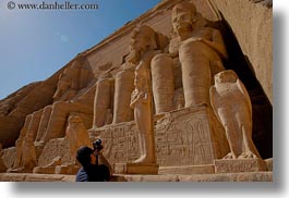 abu simbil, africa, architectural ruins, arts, buildings, egypt, horizontal, materials, sandstone, statues, stones, structures, photograph