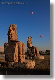 africa, balloons, colossi of memnon, egypt, seated, statues, vertical, photograph