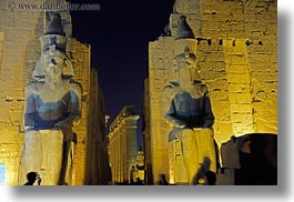 africa, egypt, entry, horizontal, luxor, nite, slow exposure, statues, temples, photograph