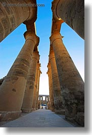 africa, egypt, hyroglyph, luxor, pillars, sun, temples, vertical, photograph
